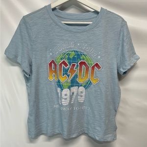 AC/DC Cropped Tee T Shirt Top 100% Cotton NWT Great Gift! XS-XL